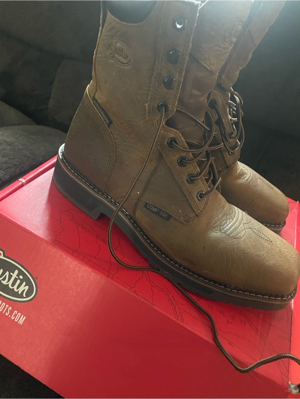 Justins Brown Lace-Up Composite Toe Work Boots